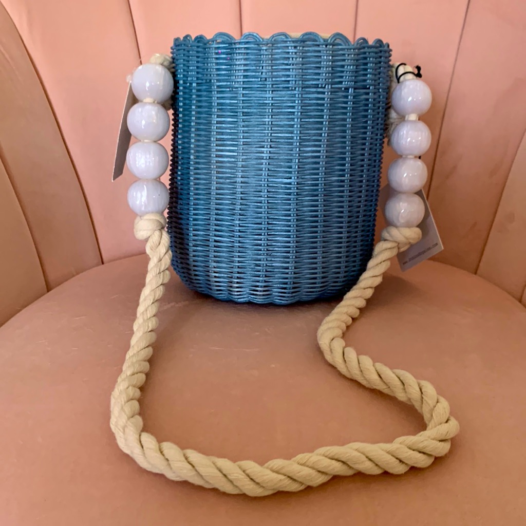 Brand New Blue Marbella Wicker Bucket.